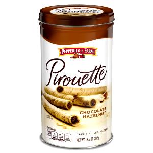 2 Wafers Pirouette Rolled Wafers, Chocolate Hazelnut Creme-Filled