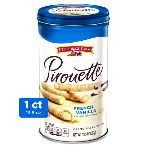 2 Wafers Pirouette Rolled Wafers, French Vanilla Creme Filled