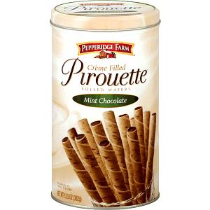 2 Wafers Pirouette Rolled Wafers, Mint Chocolate