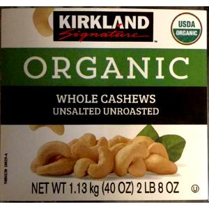 20 pieces (28 g) Organic Whole Cashews Unsalted Unroasted
