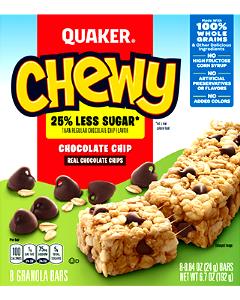 24 Grams Granola Bar, Chewy 25% Less Sugar Chocolate Chip