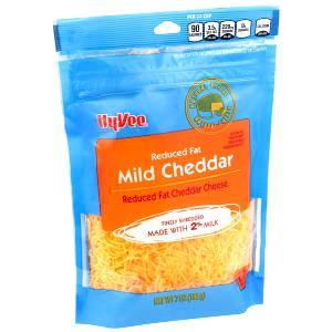28 Grams Cheddar Cheese, Mild, 2% Milk, Finely Shredded, Reduced Fat