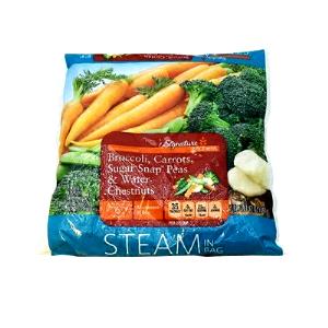 3/4 cup (83 g) Steam in Bag Broccoli, Carrots, Sugar Snap Peas & Water Chestnuts