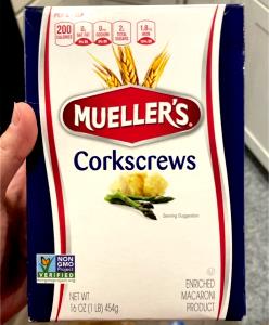 3/4 cup dry (56 g) Corkscrews