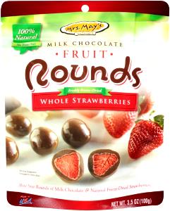 3-4 pieces (28 g) Milk Chocolate Fruit Rounds - Whole Strawberries