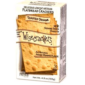 3 Crackers Toasted Sesame Flatbread Crackers, Low Carb