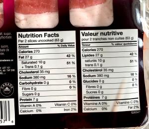 3 fried slices (15 g) 40% Lower Fat Center Cut Bacon