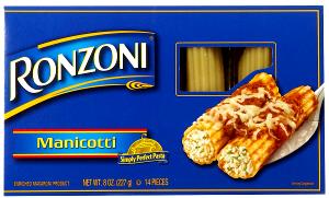 3 pieces (2 oz) Manicotti Pasta
