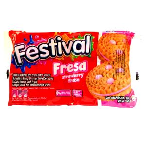 4 cookies (34.6 g) Festival Strawberry Flavored Cream Sandwich Cookies