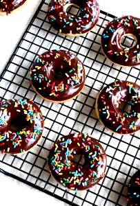 4 donuts Frosted Chocolate Donuts