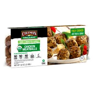 4 meatballs (88 g) Basil & Roasted Garlic Organic Chicken Meatballs