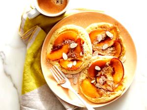 4 pancakes Blackberry Peach Cobbler Pancakes