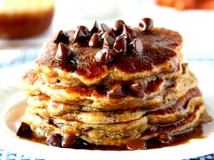 4 pancakes Chocolate Chocolate Chip Pancakes