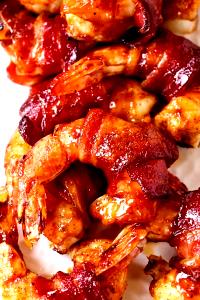 4 pieces (76 g) Barbecue Shrimp Wrapped in Bacon