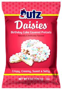 4 pretzels (28 g) Daisies Birthday Cake Covered Pretzels