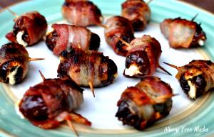 4 stuffed dates (57 g) Uncured Bacon Wrapped Dates Stuffed with Goat Cheese
