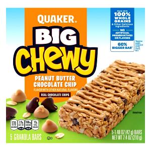 42 Grams Granola Bar, Big Chewy Peanut Butter Chocolate Chip