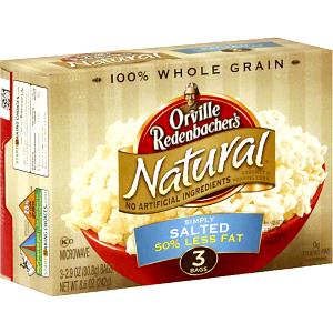 5 1/2 Cups Popcorn, Natural, Simply Salted 50% Less Fat