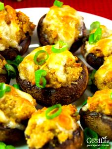 5 mushrooms Roasted White Cheddar Stuffed Mushrooms