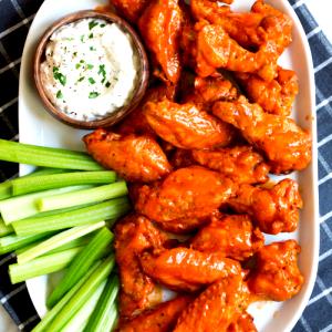 5 Pieces Triple Dipper Wings Over Buffalo W/ Bleu Cheese