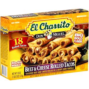 5 Tacos Rolled Tacos, El Charrito, Beef & Cheese