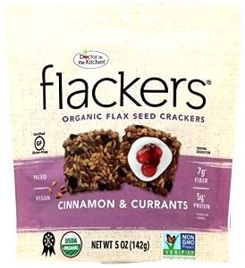 6 flackers (25 g) Flackers Flax Seed Crackers - Cinnamon & Currants