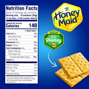 8 crackers (2 cracker sheets) Honey Maid Low Fat Graham Crackers