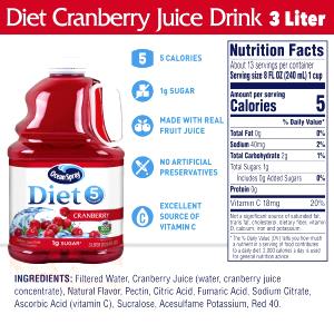 8 fl oz (240 g) Diet Cranberry Juice