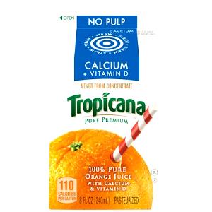 8 fl oz (240 ml) 100% Pure Orange Juice with Calcium & Vitamin D