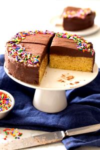 1 1-layer Cake Serving (8 Or 9 Dia, 1-1/2 High) Yellow Cake without Icing (Home Recipe or Purchased)