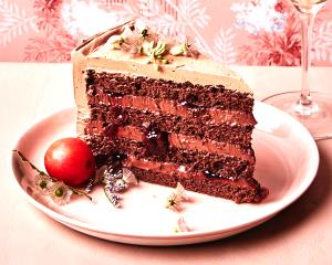 1 1-layer Cake Serving (8 Or 9 Dia) Black Forest (Chocolate-Cherry) Cake