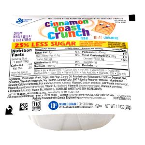 1 bowl (28 g) Cinnamon Toast Crunch 25% Less Sugar