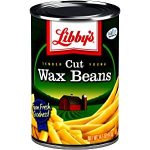 1 Can Snap Bean, Yellow, Canned, No Salt