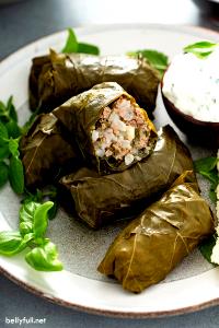 1 Cup Stuffed Grape Leaves with Beef and Rice