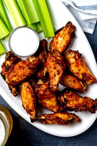 1 drummette (mini Drumstick From A Wing) Baked or Fried Coated Chicken Wing with Skin