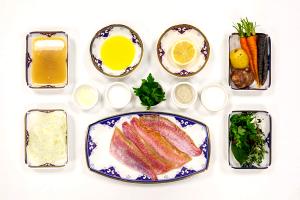 1 Fillet (6-1/4 X 2-1/2 X 3/8) Steamed or Poached Mullet