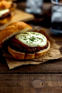 1 Oz Pizzaburger (Hamburger, Cheese, Sauce) on 1/2 Bun