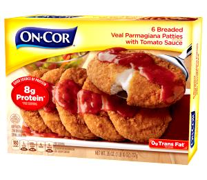 1 patty with 1/3 cup sauce (123 g) Veal Parmagiana Patties with Tomato Sauce