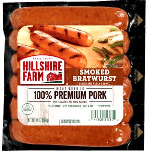 1 Serving 2.33 Oz Beef and Pork Bratwurst (Smoked)