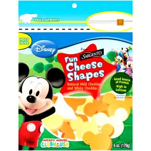 1 serving (28 g) Disney Fun Shapes Mild Cheddar & White Cheddar Cheese