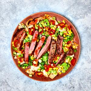 1 serving (755 g) Charbroiled Steak Tostada Salad