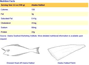 1 Serving Alaska Whitefish, Halibut