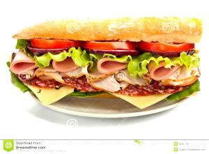 1 Subway Sub (6 Long) Roast Beef Submarine Sandwich with Lettuce, Tomato and Spread