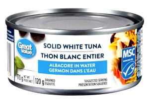 100 G White Tuna Fish (Drained Solids In Water, Canned)