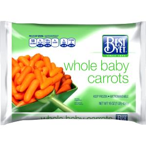 2/3 Cup Baby Carrots, Whole, Frozen