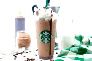 391 Grams ICED MOCHA - Small - Skim Milk - Dark Chocolate - With Non-Fat Whip